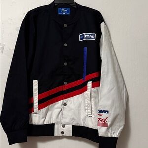Roadtrip Ford Motor Racing Jacket  Black White Red Men’s Size Large NWT